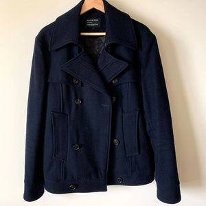 Selected Blue Wool Double Breasted Coat